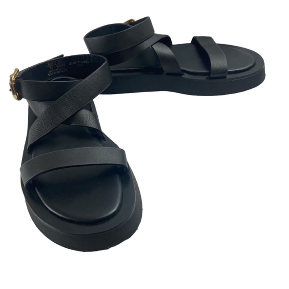 ZARA Leather Platform Sandal in Black Size 37 - Picture 2 of 8